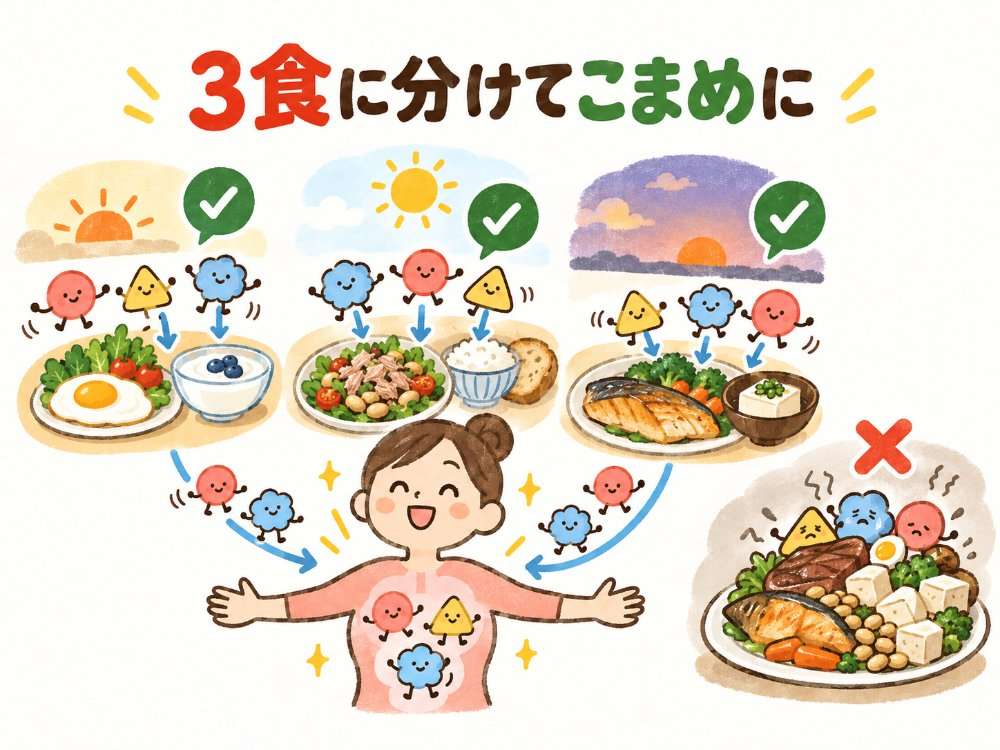 毎日の食事にたんぱく質を取り入れるイメージ