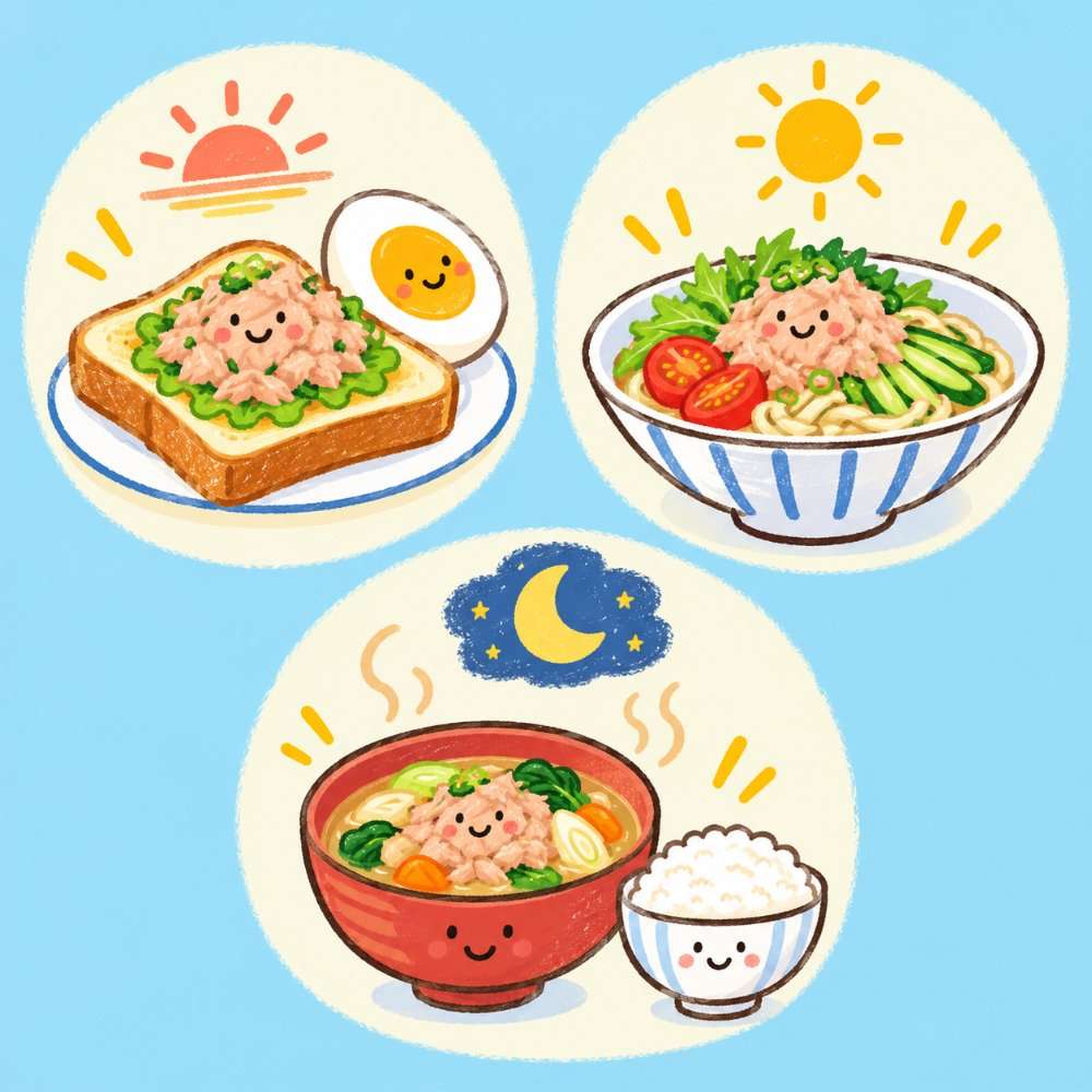 ツナ商品を食事へ取り入れるイメージ